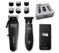 TPOB Slime - Set di 2 tagliacapelli da barbiere, 6800 giri/min, con custodia in gomma, colore: nero
