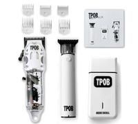 TPOB Slime - Set di 2 tagliacapelli da barbiere, bianco opaco, con lama XO