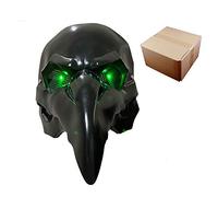 TPOne Maschera da medico della peste con LED, per feste con becco di uccello e naso lungo, Steampunk, per Halloween, gotico, cosplay, per feste (con LED verde)