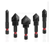 TPSC7 Set di 5 punte for trapano svasatore for metallo, svasate con gambo esagonale da 1/4 pollice, 82 gradi, scanalature, ", 3/8" 1/2, 5/8" 3/4 .AT7