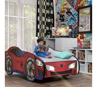 TPSPLED140 Letto a forma di macchina dei super eroi con doghe in legno e matera