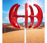 TPTAWF Generatore Eolico Verticale da 8000W con 5 Pale, Motore Eolico Rosso per Giardino e Attrezzatura Produttore di energia per Barche,12V