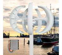 TPTAWF Kit Generatore Eolico Verticale da 10000W, 5 Pale, Eco-Compatibile per Navi, Camper, Barche - Completo di Controller,48v