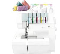 TPTAWF Macchina per Cuciture a Copertura Professionale Pesante, Taglia e cuci Semi-Industriale, Macchine da Cucire, con capacità di Cucitura a 2-3-4-5 Punti, con raccogli-trucioli