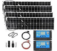 TPTAWF Pannello Solare Flessibile per Camper, Kit Pannello Solare da 12 Volt con Regolatore di Carica da 40A e Inverter, Pannelli Solari Monocristallini per Campeggio