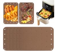 TPTGIAR 200 fodere per friggitrice ad aria: fodere rettangolari usa e getta, 14 × 20,5 cm, carta pergamena universale per friggitrice ad aria con fori per forno