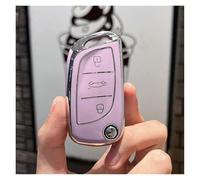 TPU Car Key Case Cover Shell Fob Per Peugeot Per Citroen C1 C2 C3 C4 C5 DS3 DS4 DS5 DS6 Auto Key Shell Accessori Portachiavi(Purple)