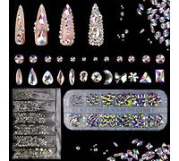 Tpubmity 1848 Pezzi Kit di Strass per Unghie Strass in Cristallo per Nail Art Cristallo per Unghie e 6 Dimensioni Strass Rotondo Perle Vetro Posteriore Piatto Pietre per Manicure Artigianale