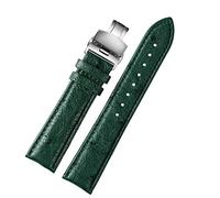 TPUOTI 18mm 20mm 22mm modello di bambù morbida pelle bovina cinturino da uomo fibbia farfalla struzzo pelle verde cinturino bracciale, 22mm, Agata
