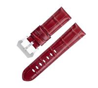 TPUOTI 20mm 22mm 24mm morbida pelle bovina cinturino in vera pelle di bambù per cinturino Panerai per accessori cintura serie PAM441/438(Red,24mm)