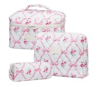 TPUOTI Borsa da viaggio per cosmetici con stampa floreale vintage da donna, borsa da viaggio per trucco, borsa trapuntata di grande capacità per regalo, Verde, Taglia unica