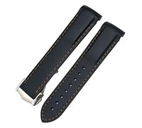 TPUOTI Cinturino curvo in gomma da 20 mm adatto per Omega Speedmaster Moonwatch Seamaster 300 AT150, Silver Buckle, Agata