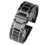 TPUOTI Cinturino di lusso in ceramica e acciaio inox, 20 mm, 22 mm, nero, oro, per uomini e donne, 20mm, Agata