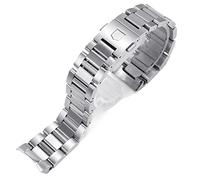 TPUOTI Cinturino in acciaio inox nero argento Bracciali estremità curva Solid Link 22mm per TAG heuer acciaio orologio uomini cinturini, 22mm, Agata