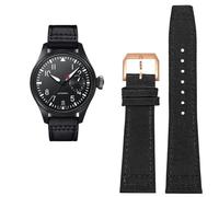 TPUOTI Cinturino in pelle bovina in nylon ad alta densità per IWC PILOT Portogallo Cinturino in tessuto 20mm 21mm 22mm Bracciale Nero Armygreen Blu Pelle bovina Cintura da polso, 20mm, Agata