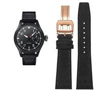 TPUOTI Cinturino in pelle bovina in nylon ad alta densità per IWC PILOT Portogallo Cinturino in tessuto 20mm 21mm 22mm Bracciale Nero Armygreen Blu Pelle bovina Cintura da polso, 21mm, Agata