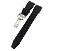TPUOTI Cinturino in pelle di vitello nero ad alta densità da 20 mm, 21 mm, 22 mm, adatto per IWC Big Pilot IW5009 IW3880, cinturino nero (fibbia nera nera 1,21 mm)