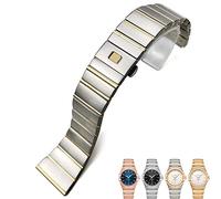 TPUOTI Cinturino per orologio Omega Double Eagle Constellation Seamaster da 15 mm, 17 mm, 18 mm, 23 mm, 25 mm, in acciaio inox 316L, con fibbia pieghevole, 23mm-9.5mm, Plastica, Agata