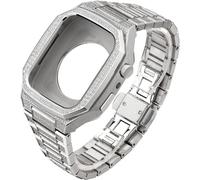 TPUOTI Kit di modifica fai da te di lusso in acciaio inox con diamanti e cassa diamantata da 44 mm e 45 mm, per Apple Watch serie 9, 8, 7, 6, 5, 4, SE, accessori di ricambio, 44mm, Acetato, Nessuna