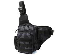 TPUOTI Marsupio da campeggio e arrampicata, da uomo, per ciclismo, escursionismo, viaggi, sport all'aria aperta, tattico, con sistema Molle, da pesca, Nero mimetico, Taglia unica, Artigianale