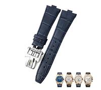 TPUOTI Per Vacheron Constantin Overseas Nero Blu Marrone Bamboo Grain Cinturini 25mm Vera Pelle Convessa Cinturino Orologio, One Size, Agata