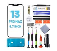 Tpyag Per iPhone 13 Pro Max Display in vetro frontale per iPhone 13 Pro Max 6,7 pollici, set di riparazione dello schermo con adesivo impermeabile (non LCD e touch digitalizzatore)