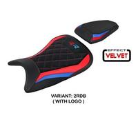 Tpz Italia Rivestimento sella compatibile BMW S 1000 RR (19-22) modello Aichen Velvet 2RDB (rosso-blu) CON LOGO