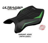 Tpz Italia Rivestimento sella compatibile Kawasaki Ninja H2 R (15-23) modello MadMax Ultragrip CON LOGO 4GNS (verde-argento)