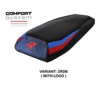 Tpz Italia Rivestimento sella passeggero compatibile BMW M 1000 R (22-24) modello Tayma Comfort System 2RDB (rosso-blu) CON LOGO