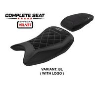 Tpz Italia Sella completa compatibile - BMW S 1000 RR 2019-2025 - mod Varel Velvet CON LOGO RDB (rosso-blu)