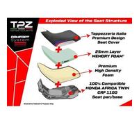 Tpz Italia Sella completa compatibile - Honda Africa Twin 1100 2020-2025 - mod Asmara Comfort System - Standard CON LOGO WRB (bianco-rosso-blu)