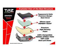 Tpz Italia Sella completa compatibile - Honda Africa Twin 1100 2020-2025 - mod Asmara Comfort System - Standard CON LOGO RD (rosso)