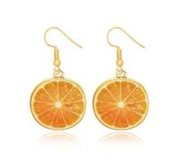TPZORJX 1 paio Frutta Orecchino- Bullone Di Divertente Simpatico Orecchini Cute Gocce Di arancia Penzolare Donne,Regali di festa adatti per fidanzate e familiari(arancia)