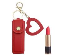 TPZORJX 1 pezzo Borsa portatile del rossetto, cuoio dell'unità di elaborazione portatile, mini borsa del rossetto di modo con il pendente dello specchio di trucco di amore, rosso