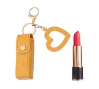 TPZORJX 1 pezzo Borsa portatile del rossetto, cuoio dell'unità di elaborazione portatile,mini sacchetto del rossetto di modo con il pendente dello specchio di trucco di amore, giallo