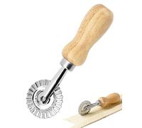 TPZORJX 1 pezzo Rotella per impasti a forma di rotella ondulata- ruota dentata, taglierina per pastry, ravioli, crimpatrice, ruota per pasta con manico in legno, adatta per Casa e Cucina(stile corto)