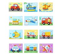 TPZORJX 12pcs Mosaico Fai da Te Adesivi Camion Aereo Nave per Bambini, Artigianato Creativo, Adesivi 3D Fatti a Mano, Adesivi in Schiuma dei Cartoni Animati per Bambini da Progettare e Regali