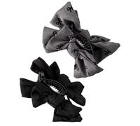 TPZORJX 2 Pezzi fiocchi per capelli per bambine - fermagli per capelli con nodo di raso al centro, doppi fiocchi per bambine, donne, principesse, matrimonio, festa di compleanno (nero + grigio)