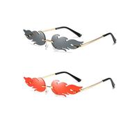 TPZORJX 2 Pezzi Occhiali Fiamma, Occhiali da Sole a Forma di Fuoco,Occhiali Fiamma Senza Montatura,Occhiali a Forma di Fuoco,Occhiali da Sole Senza Montatura a Fiamma,per Compleanni,Matrimoni Feste