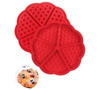 TPZORJX 2 pezzi stampi per cialde in silicone a forma di cuore, strumenti di decorazione per la cottura, stampi per muffin in silicone antiaderente a 5 fessure, stampi per cialde (rosso)