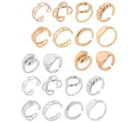 TPZORJX 20 Pezzi Anello da Donna Regolabile Anello Vintage Retrò Anello Impilabile Anello Falange Aperto Set Argento Anello oro da Ragazza,a cupola spessa, anelli massicci, gioielli per ragazze