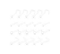 TPZORJX 20Pcs Perno naso trasparente - i mantenitori di plastica del perno del naso 1 forma L forma della vite chiara perno del naso nascondono il piercing per la scuola barra dell'orecchino, 20G