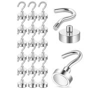 TPZORJX 20Pezzi Ganci Magnetici Extra Forti Neodimio Calamita con Gancio Potente Piccole non c'è bisogno di Fare Buchi Magneti Frigotelaioin Ferro,Soffitto,Cucina,Pesante Magnete Ganci 16mm