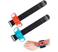 TPZORJX 2Pcs Cinturino Braccialetti Compatibile con Just Dance 2025/2024/2023/2022, Cinturini da Polso Regolabile Braccialetto Elastico Porta per Adulti Bambini(Rosso e Blu)