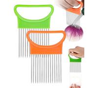 TPZORJX 2PCS taglia cipolla,affetta cipolle,Forchetta per Cipolle, Affetta Cipolle, Coltello per Cipolle, Utensili da Cucina in Acciaio Inox, Adatto per Tagliare Carne, Verdura, Frutta, Ecc