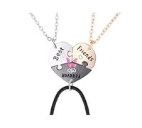 TPZORJX 3 Pezzi Collana Partner BFF Ciondolo, Inciso Migliori Amici Per Sempre e Ciondolo Puzzle a forma di cuore Collana Amicizia Sorelle Regalo (Oro Argento Nero)