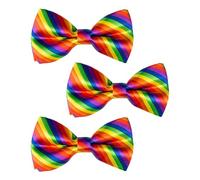 TPZORJX 3Pezzi Cravattino color arcobaleno,Papillon Arcobaleno LGBTQ,Cravatte Gay Pride Papillon,feste adulti,Farfalla Arcobaleno Farfalla Colorata Cravatte,Fiocco a Righe Colorate in Look Arcobaleno