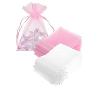 TPZORJX 50 Pezzi Bianco e rosa Sacchetti Organza 8x10,Sacchetti Portaconfetti Sacchetti Confetti Matrimonio Bustine per Confetti Sacchettini Bomboniere