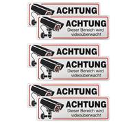 TPZORJX 6 Cartelli di videosorveglianza, cartelli 12x4cm, adesivi di videosorveglianza, cartelli di avvertimento di videosorveglianza, cartelli di proprietà privata, cartelli di avvertimento