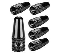 TPZORJX 6 pezzi Tappo Valvola in Alluminio in Nero,cappucci parapolvere nericompatibili con valvole Presta e francesi,coperture copertoni camere d'aria,Coprivalvola bici,Tappi copri valvola cappucci